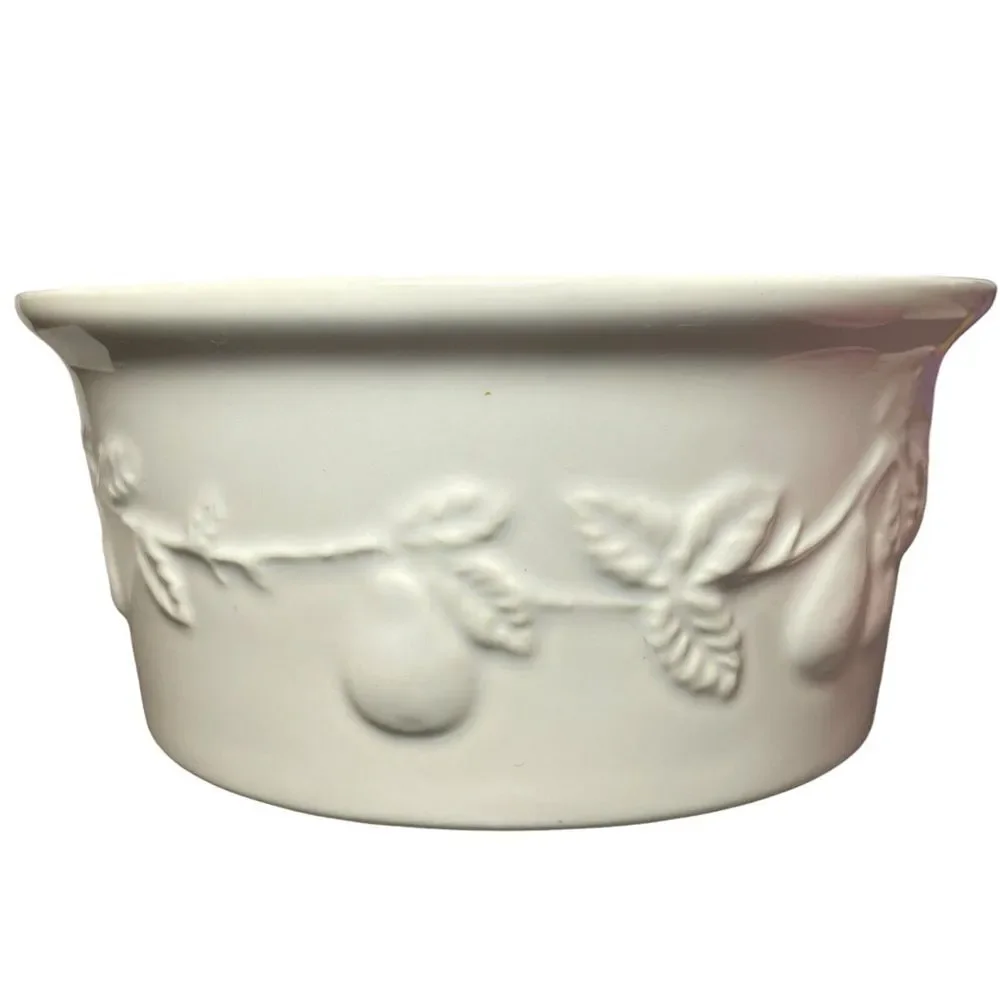 Vintage Lillian Vernon Taiwan Embossed Small Pear Casserole Dish Pot with 5